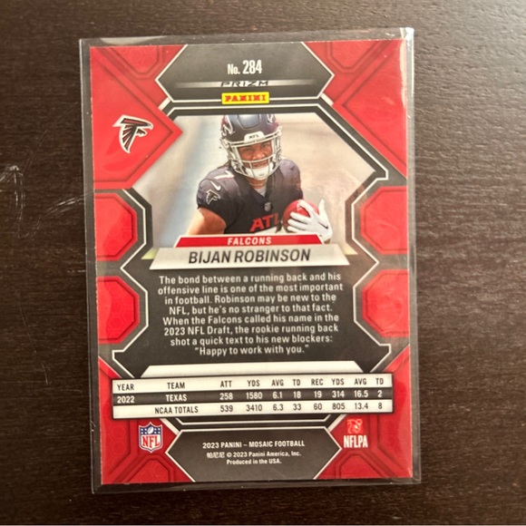 2023 Panini Mosaic Football Bijan Robinson Blue Mosaic Rookie card. 🔥🔥🔥 - Picture 2 of 2